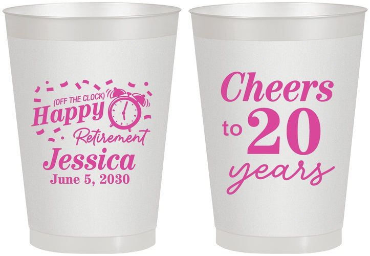 Personalized Retirement 8 oz Frosted Cups - Off The Clock | 150001