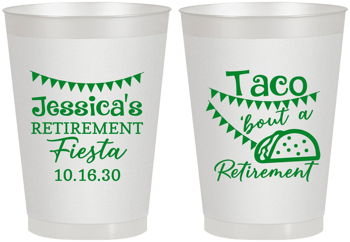 Personalized Retirement 8 oz Frosted Cups - Taco Bout A Retirement | 150002