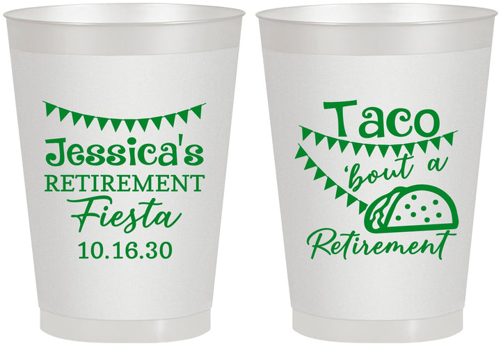 Personalized Retirement 8 oz Frosted Cups - Taco Bout A Retirement | 150002
