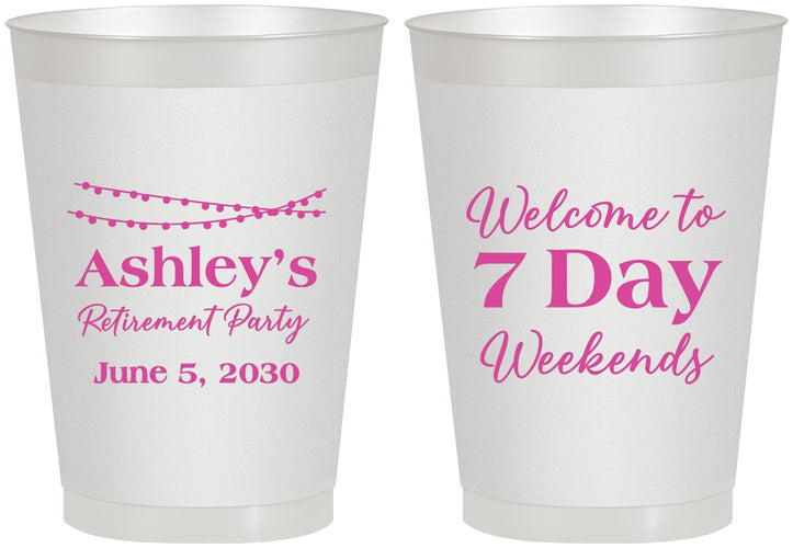 Personalized Retirement 8 oz Frosted Cups - 7 Day Weekends | 150004