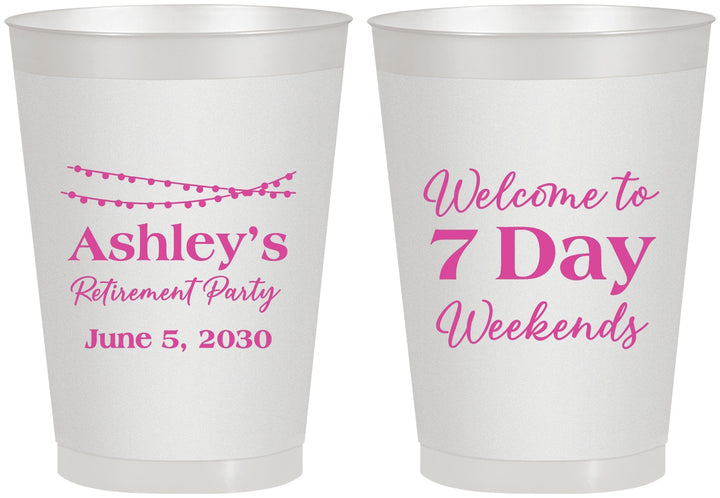 Personalized Retirement 8 oz Frosted Cups - 7 Day Weekends | 150004