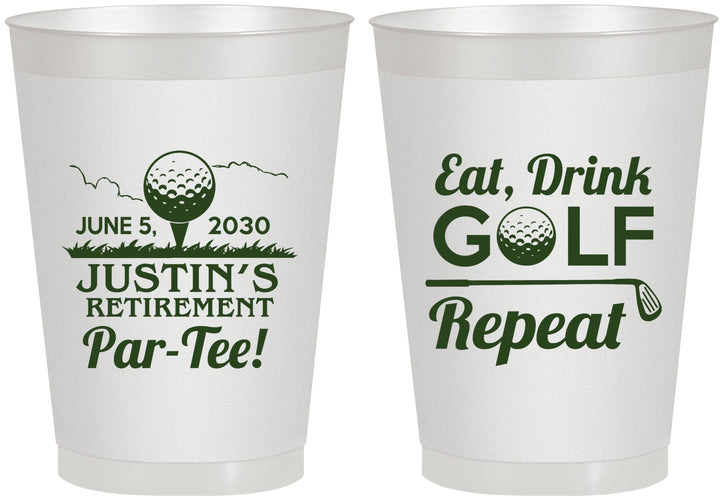 Personalized Retirement 8 oz Frosted Cups - Eat Drink Golf Repeat | 150005