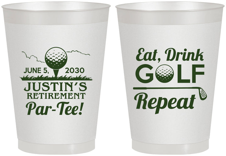 Personalized Retirement 8 oz Frosted Cups - Eat Drink Golf Repeat | 150005