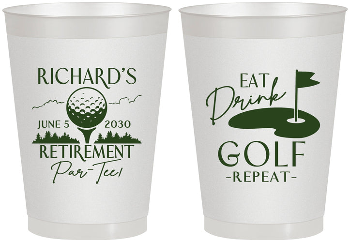 Personalized Retirement 8 oz Frosted Cups - Eat Drink Golf Repeat | 150006