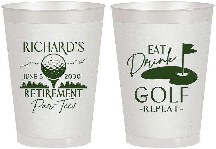 Personalized Retirement 8 oz Frosted Cups - Eat Drink Golf Repeat | 150006