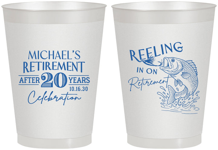 Personalized Retirement 8 oz Frosted Cups - Fishing Reeling In | 150007