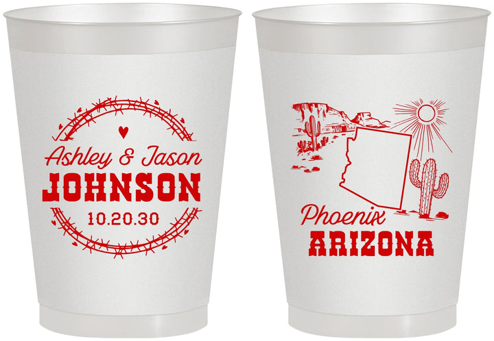 Personalized Wedding 8 oz Frosted Cups - Arizona | 152