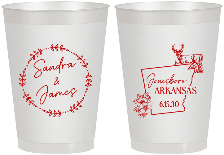 Personalized Wedding 8 oz Frosted Cups - Arkansas | 153