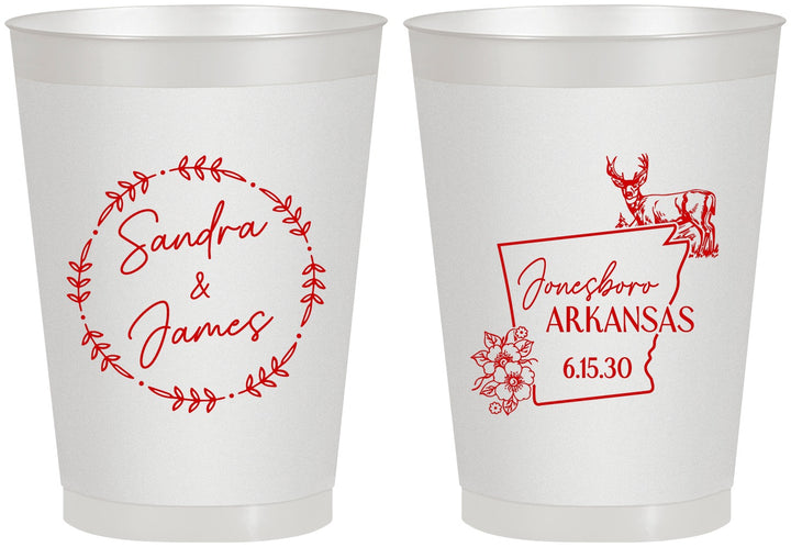 Personalized Wedding 8 oz Frosted Cups - Arkansas | 153