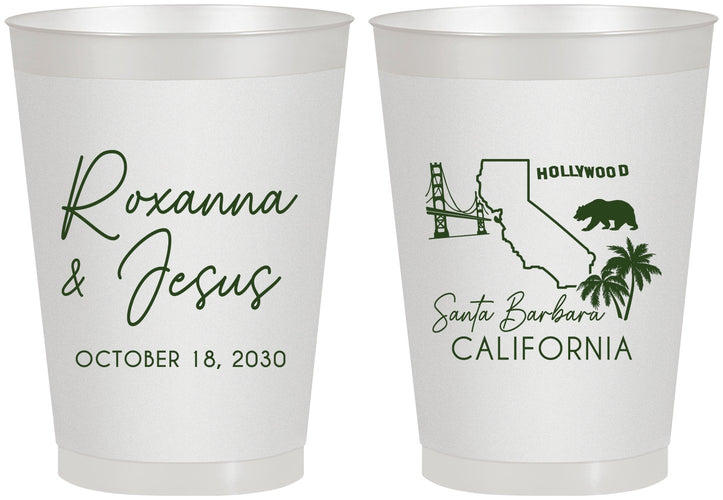 Personalized Wedding 8 oz Frosted Cups - California | 154