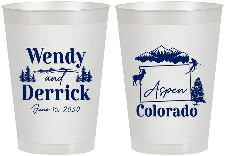 Personalized Wedding 8 oz Frosted Cups - Colorado | 155