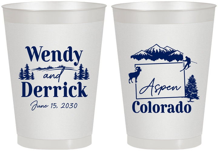 Personalized Wedding 8 oz Frosted Cups - Colorado | 155