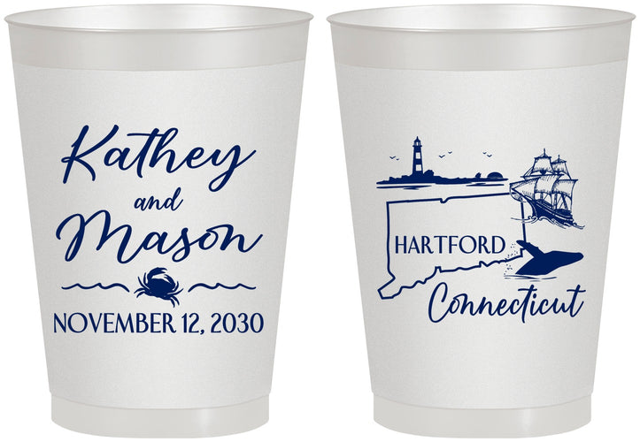 Personalized Wedding 8 oz Frosted Cups - Connecticut | 156