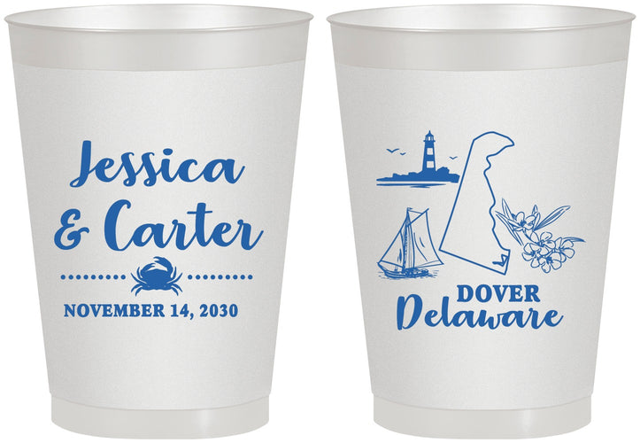 Personalized Wedding 8 oz Frosted Cups - Delaware | 157