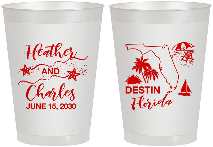 Personalized Wedding 8 oz Frosted Cups - Florida | 158