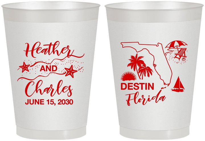 Personalized Wedding 8 oz Frosted Cups - Florida | 158
