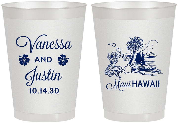 Personalized Wedding 8 oz Frosted Cups - Hawaii | 160
