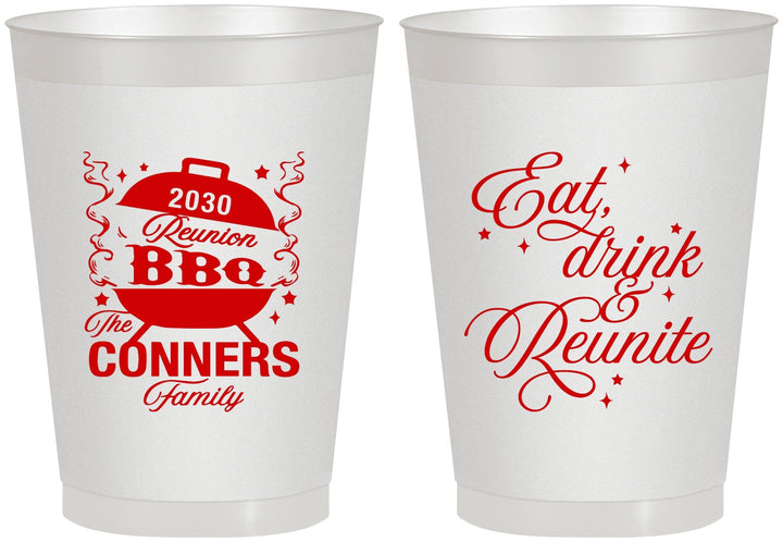 Personalized Family Reunion 8 oz Frosted Cups - Bbq Eat Drink Reunite | 160000