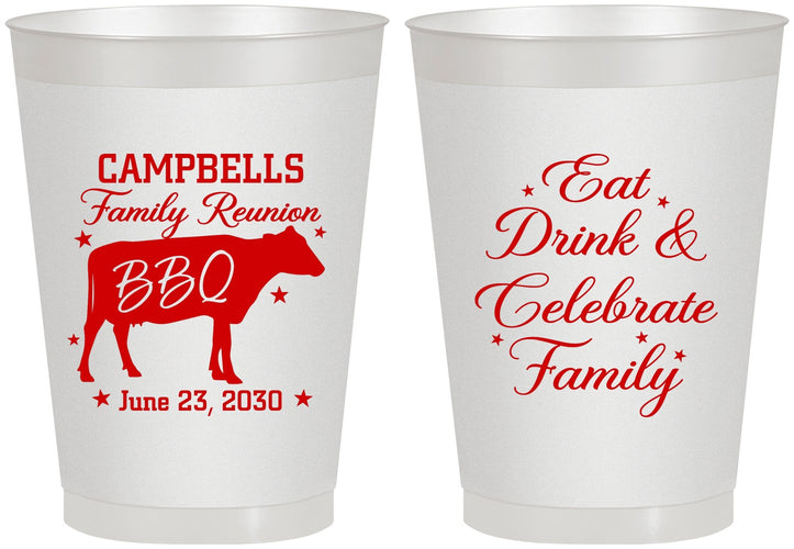 Personalized Family Reunion 8 oz Frosted Cups - Bbq Eat Drink | 160004