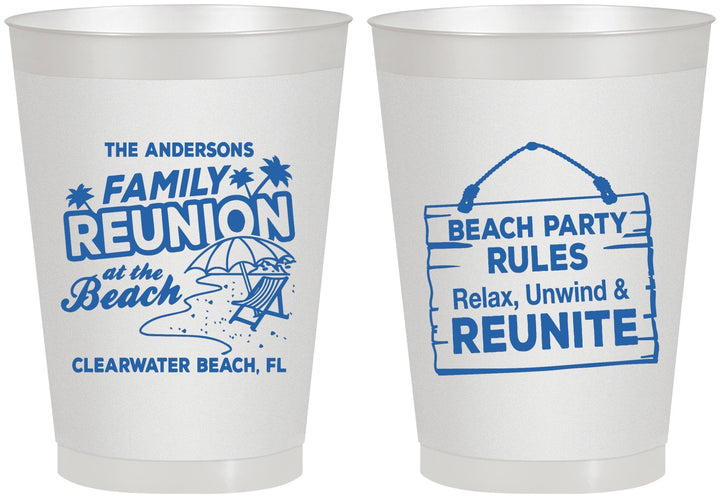 Personalized Family Reunion 8 oz Frosted Cups - Beach Reunite | 160011
