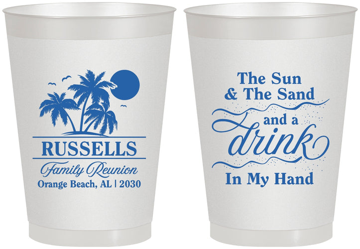 Personalized Family Reunion 8 oz Frosted Cups - Sun Sand Drink Beach | 160015