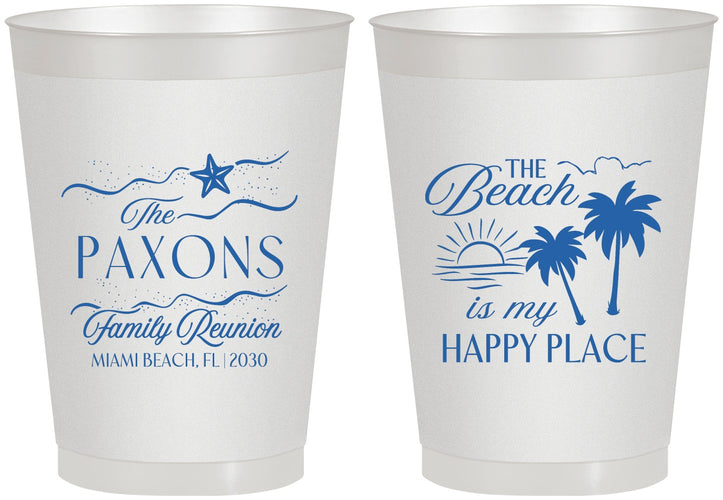 Personalized Family Reunion 8 oz Frosted Cups - Beach Is My Happy Place | 160016