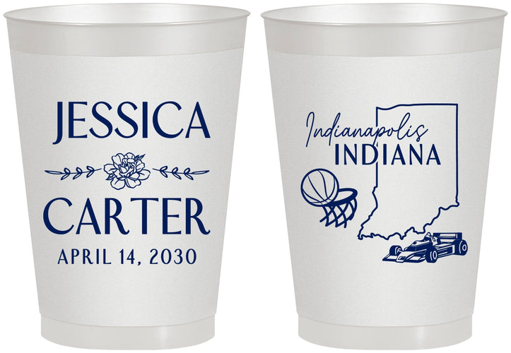 Personalized Wedding 8 oz Frosted Cups - Indiana | 163