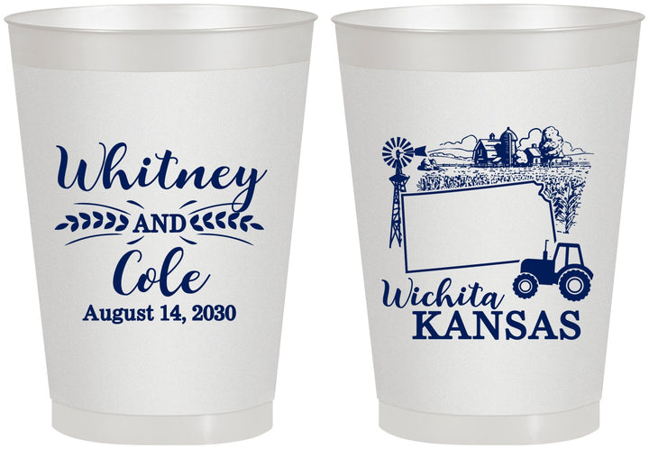 Personalized Wedding 8 oz Frosted Cups - Kansas | 165