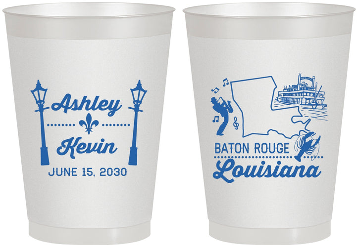 Personalized Wedding 8 oz Frosted Cups - Louisiana | 167