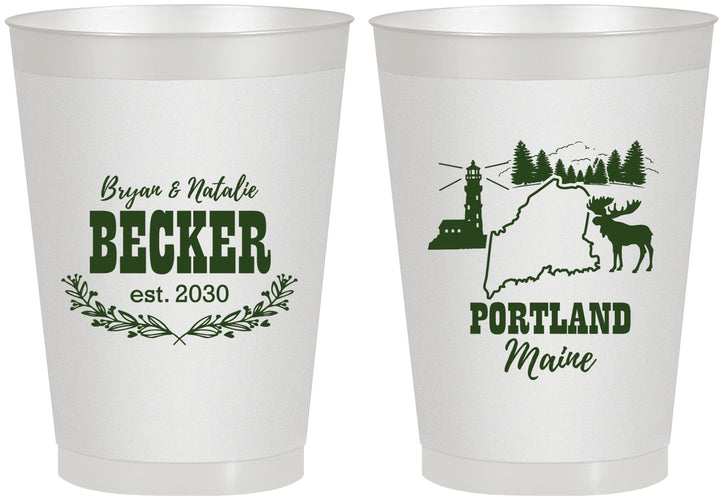 Personalized Wedding 8 oz Frosted Cups - Maine | 168