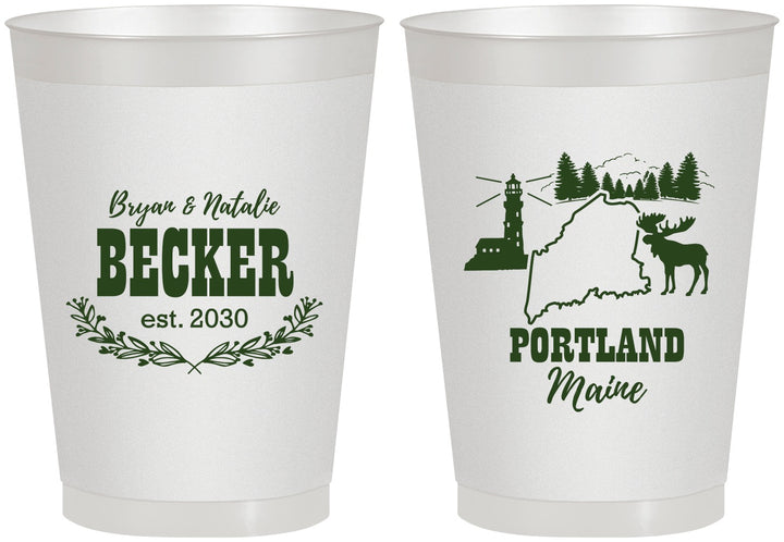 Personalized Wedding 8 oz Frosted Cups - Maine | 168