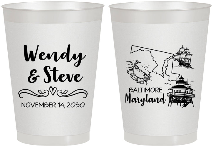 Personalized Wedding 8 oz Frosted Cups - Maryland | 169
