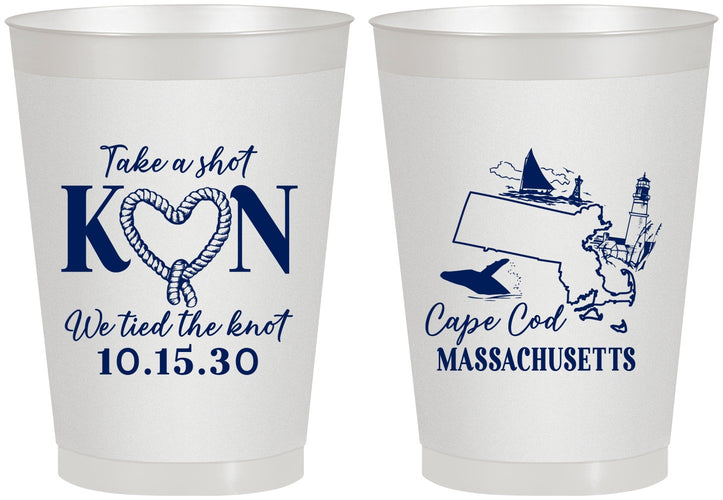 Personalized Wedding 8 oz Frosted Cups - Massachusetts | 170