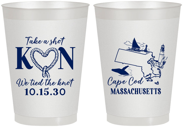 Personalized Wedding 8 oz Frosted Cups - Massachusetts | 170