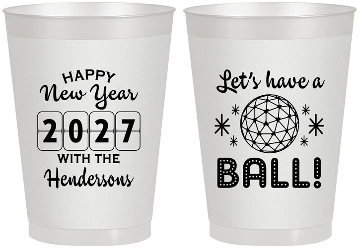 Personalized New Years 8 oz Frosted Cups - 2027 Lets Have A Ball | 170001