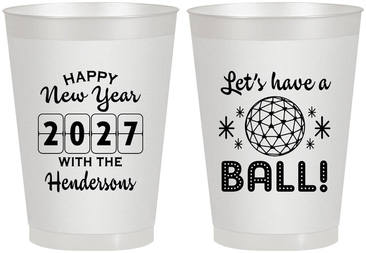 Personalized New Years 8 oz Frosted Cups - 2027 Lets Have A Ball | 170001
