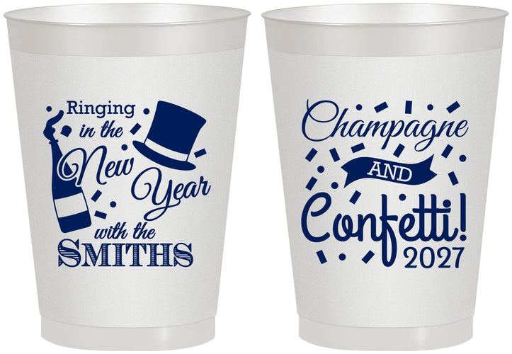 Personalized New Years 8 oz Frosted Cups - 2027 Confetti | 170003