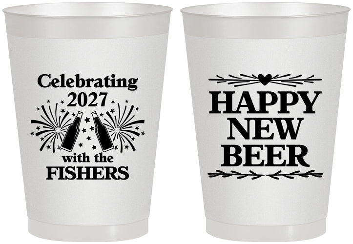 Personalized New Years 8 oz Frosted Cups - 2027 Happy New Beer | 170004
