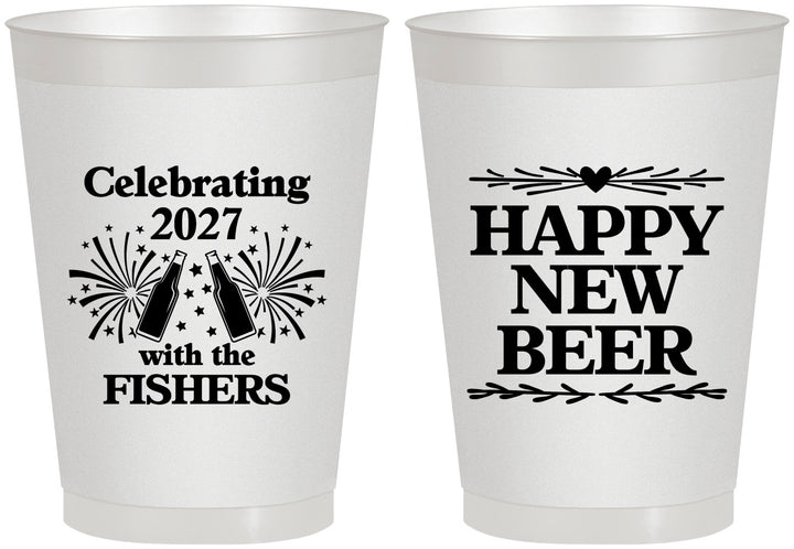 Personalized New Years 8 oz Frosted Cups - 2027 Happy New Beer | 170004