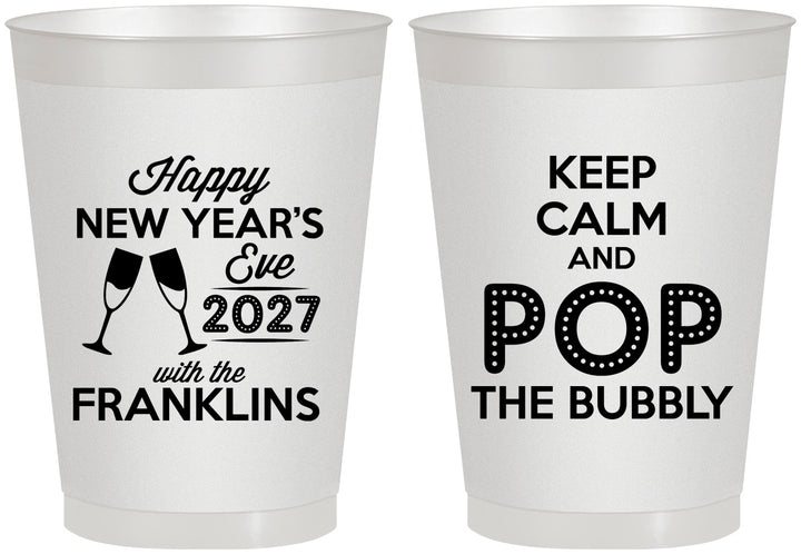 Personalized New Years 8 oz Frosted Cups - 2027 Pop The Bubbly | 170006