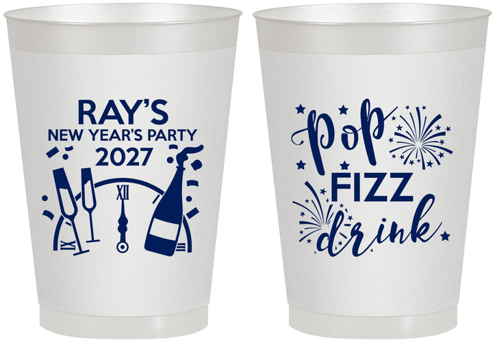 Personalized New Years 8 oz Frosted Cups - 2027 Pop Fizz Drink | 170007