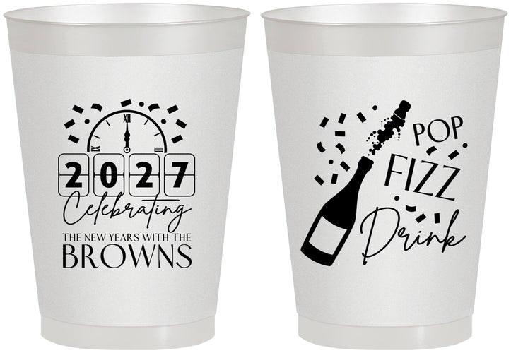Personalized New Years 8 oz Frosted Cups - 2027 Pop Fizz Drink | 170009