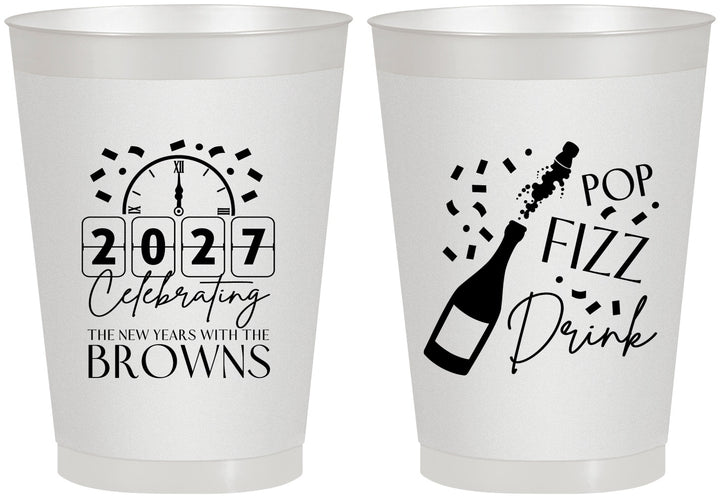 Personalized New Years 8 oz Frosted Cups - 2027 Pop Fizz Drink | 170009