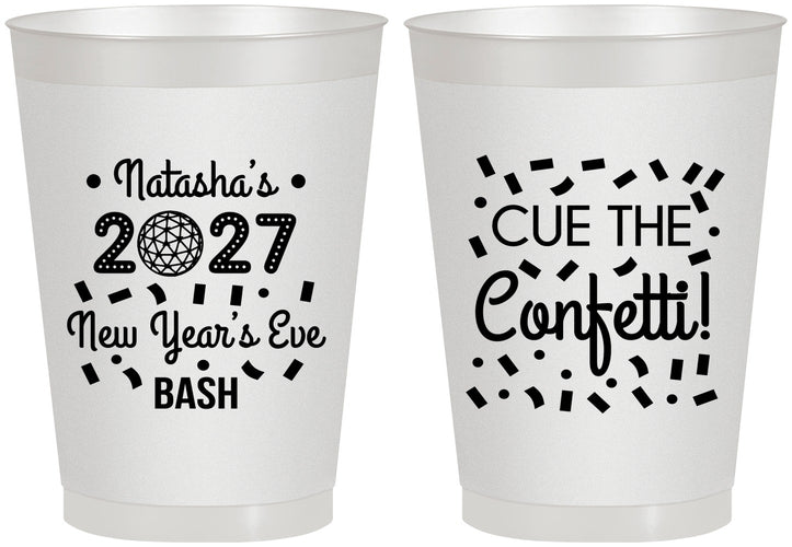 Personalized New Years 8 oz Frosted Cups - 2027 Nye Confetti | 170012
