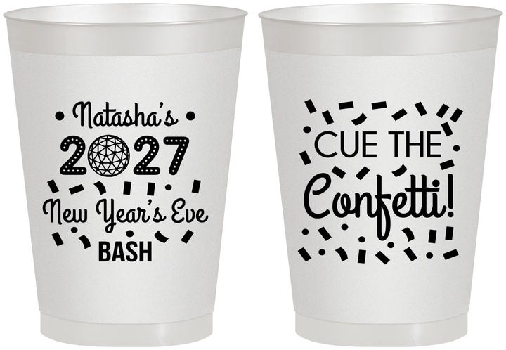 Personalized New Years 8 oz Frosted Cups - 2027 Nye Confetti | 170012