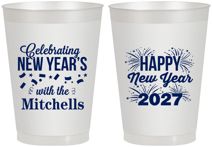 Personalized New Years 8 oz Frosted Cups - 2027 Nye Confetti | 170015