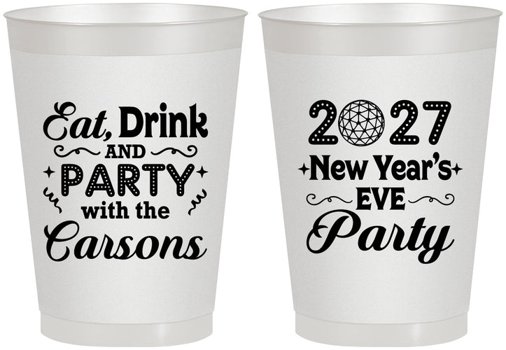 Personalized New Years 8 oz Frosted Cups - 2027 Eat Drink Party | 170022