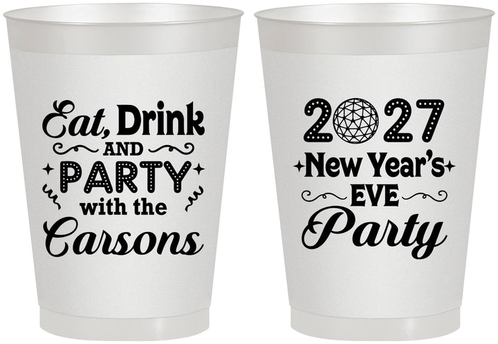 Personalized New Years 8 oz Frosted Cups - 2027 Eat Drink Party | 170022