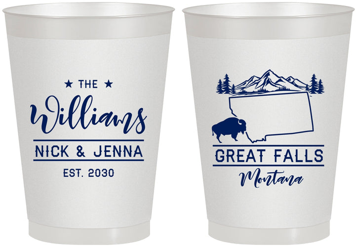 Personalized Wedding 8 oz Frosted Cups - Montana | 175