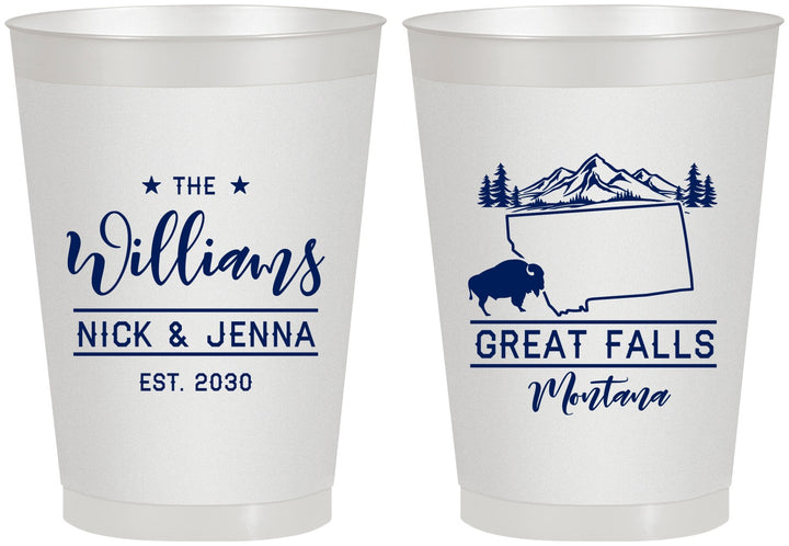 Personalized Wedding 8 oz Frosted Cups - Montana | 175